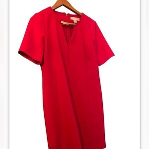 MICHAEL Michael KORS RED DRESS Sz. 10 Gold Hardware, Fully Lined, L=35” Classic